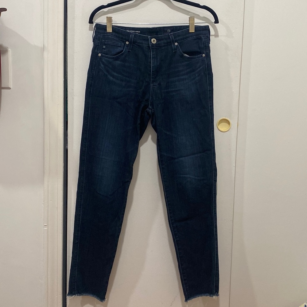 AG Dark Wash Blue Denim, Size 27